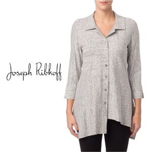 Joseph Ribkoff Pinstripe Asymmetrical Button Tunic Top Size 10